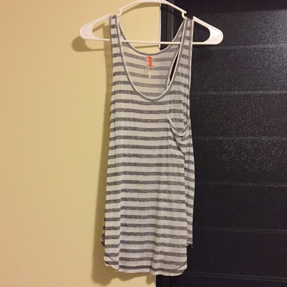 FREE PEOPLE grey and white stripped racerback